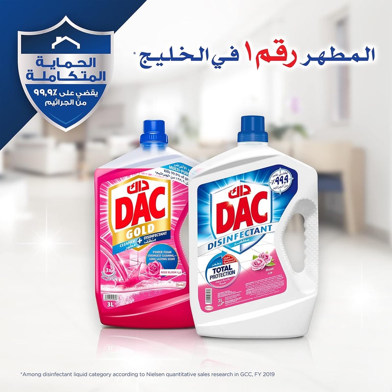 داك منظف ​​متعدد الأغراض مطهر DAC Gold - برائحة الورد (3 لترات + 1 لتر)، لإزالة 99.9% من الجراثيم والبكتيريا - Image 2